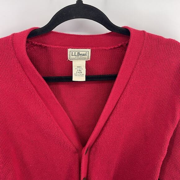 Vintage L. L. Bean 100% cotton V-neck heavy knit button up cardigan sweater sz M - Picture 2 of 7